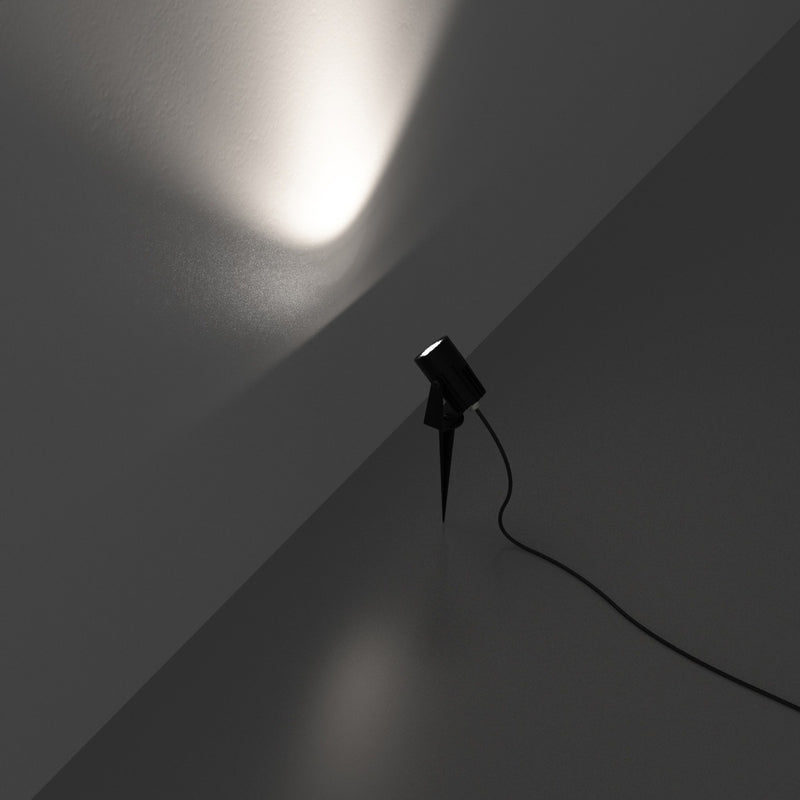 3w, Black LED Spike Light - front close-up - lighted