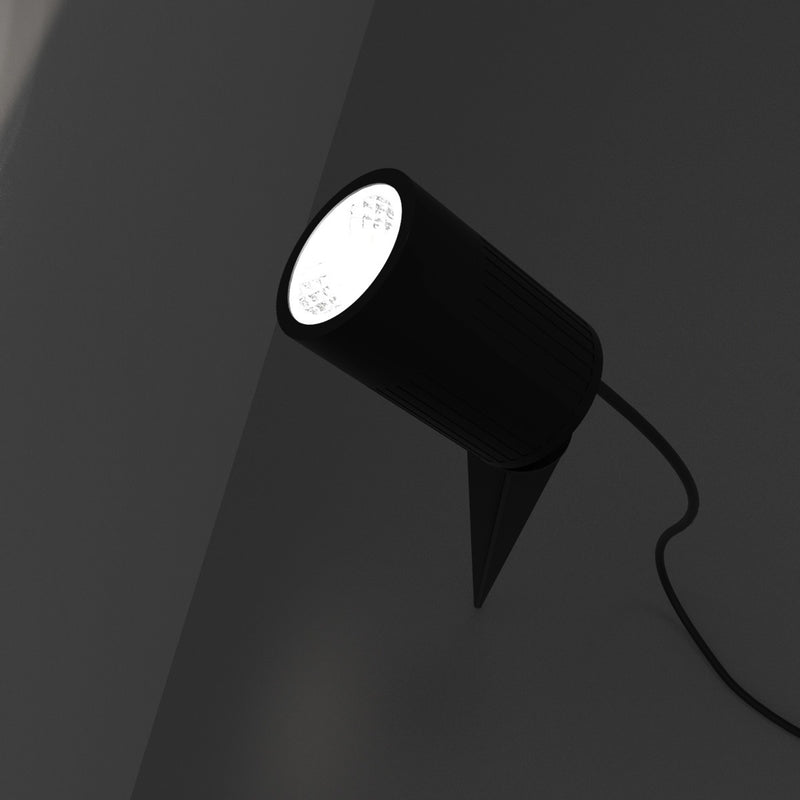 7w, Black LED Spike Light - close up - lighted