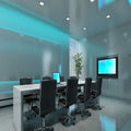 Meeting room with blue LED tape backlight