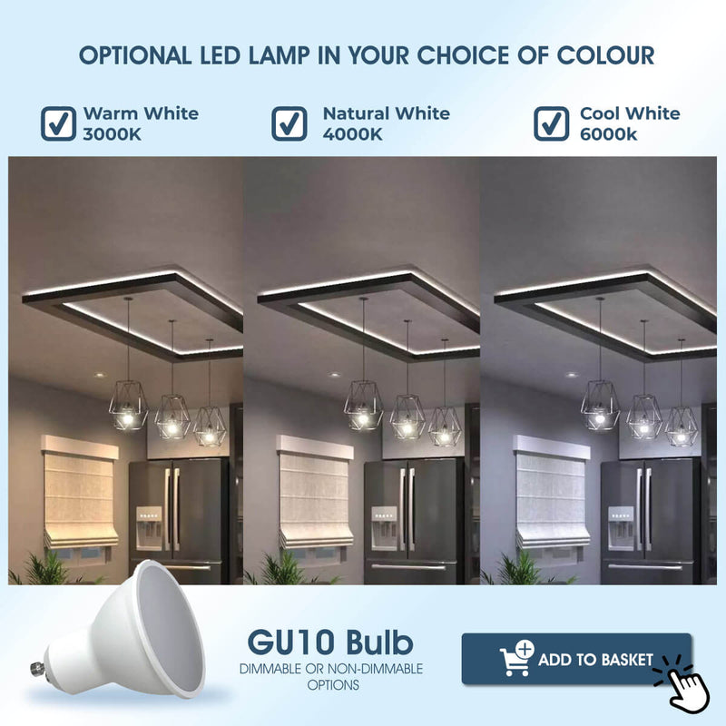 3 led colour options on our recessed gu10 downlight