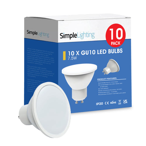 Pack of 10 7.5w LED GU10 bulbs