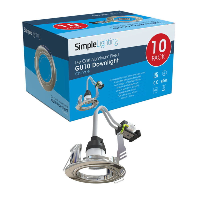 pack of 10 chrome downlight