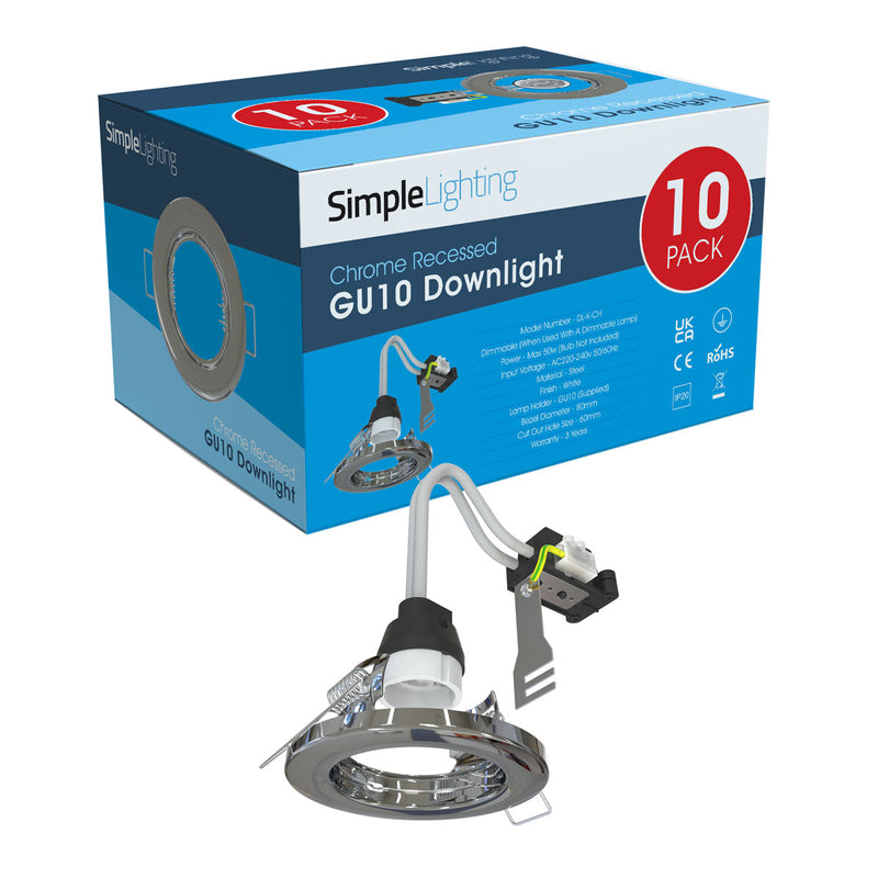 pack of 10 polished chrome downlight