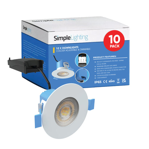 pack of 10 White Fire rated downlights