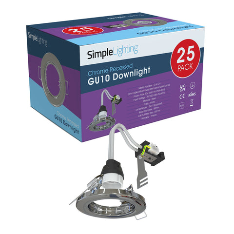 pack of 25 polished chrome downlight