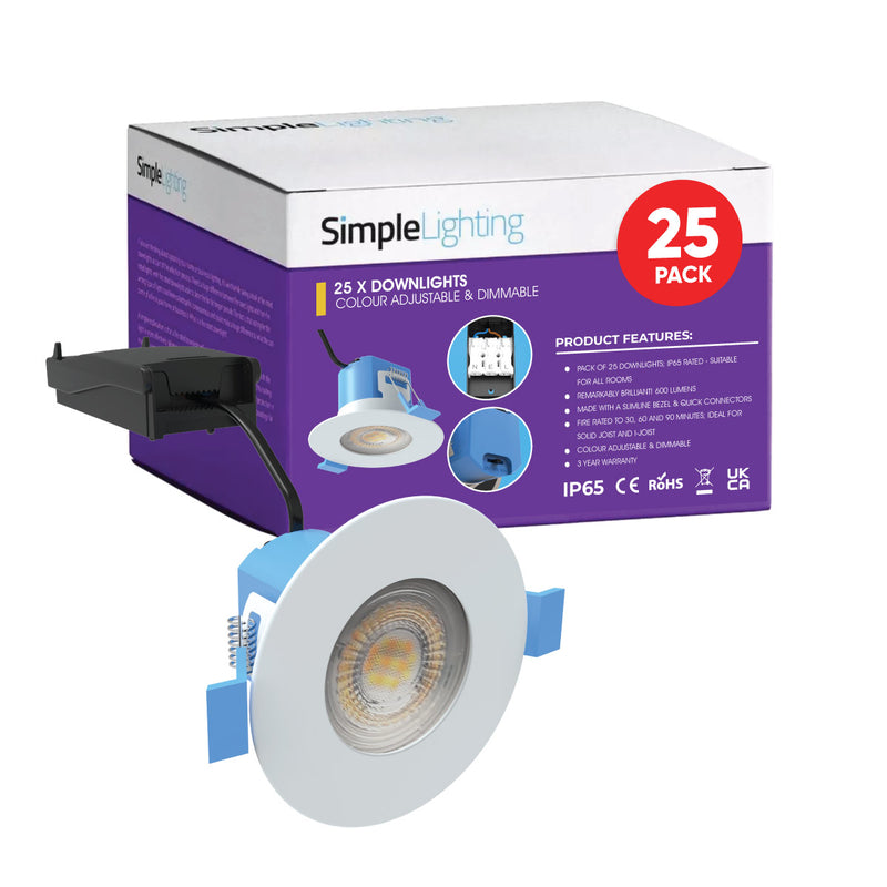 pack of 25 White Fire rated downlights
