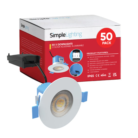 pack of 50 White Fire rated downlights