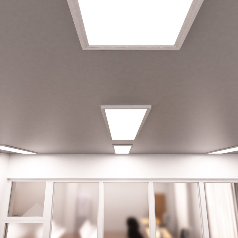 close up shot of surface mounted LED panels with cool white light