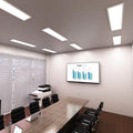 conference room that has surface-mounted LED panels with natural white light