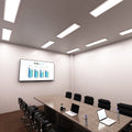 conference room that has mounted LED panel lights with natural white light
