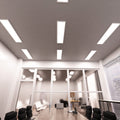 mid shot of a conference room that has surface mounted LED panels with cool white light