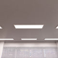 ceiling with surface-mounted LED panels with natural white light
