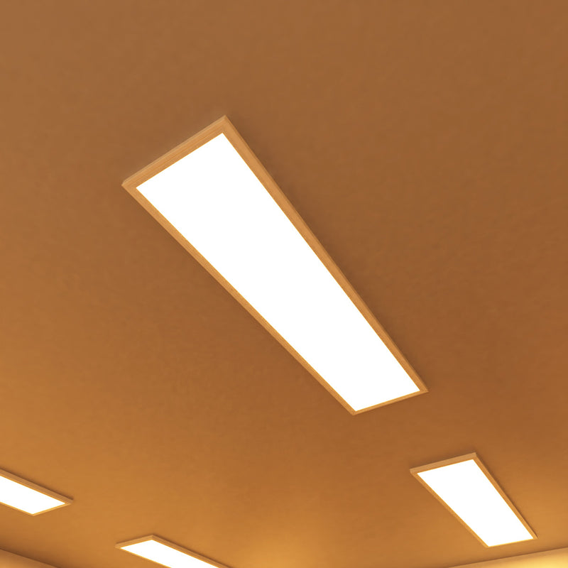 close up of surface mounted LED panels with warm white light