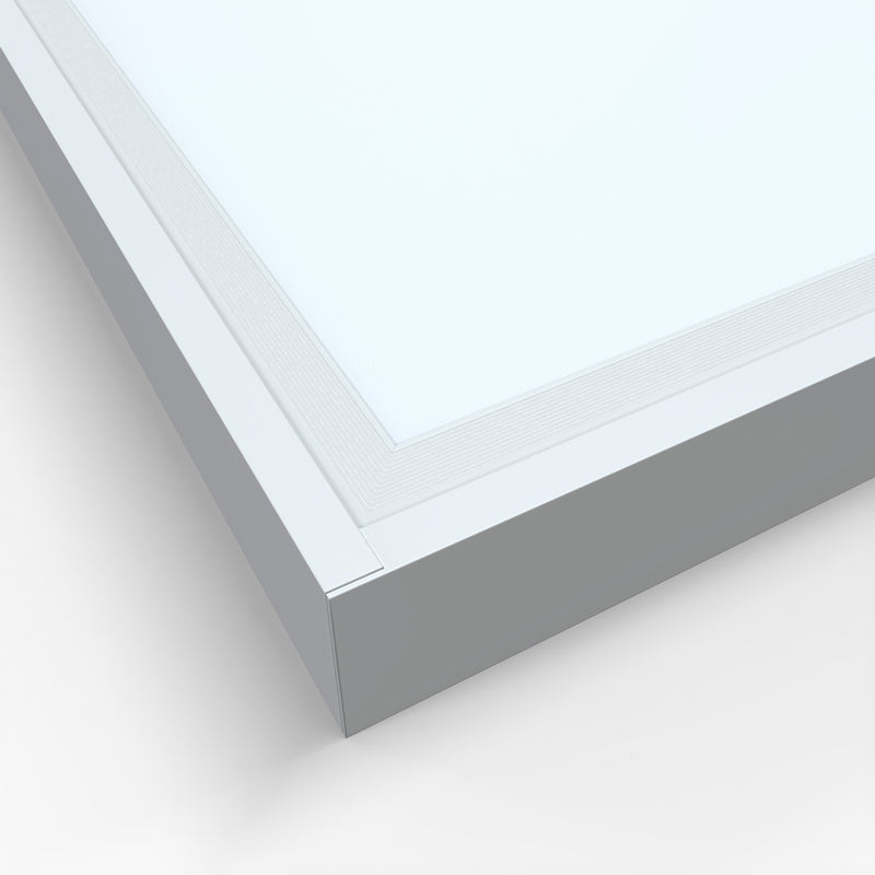 corner of a surface mounted LED panel with natural white light