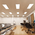 side of a room that has surface mounted LED panels with natural white light