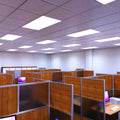 top shot of an office with cool white LED panels
