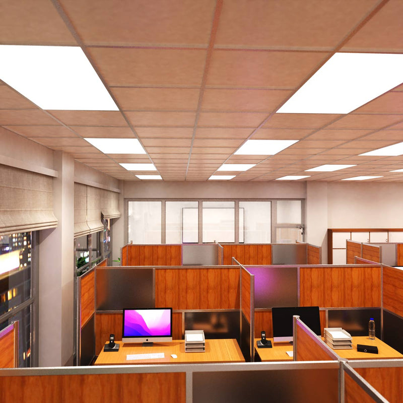 top shot of an office with natural white LED panels