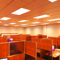 side shot of office with warm white LED panels