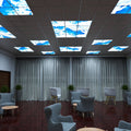 lobby with LED panel lights with cloud projection
