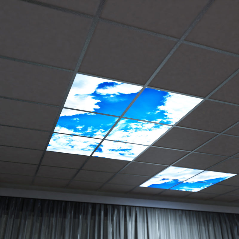mid shot of mounted LED panels with cloud projection