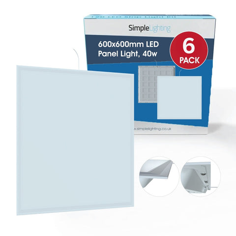 Pack of 6 Pro LED Panel, 595*595mm, TPa - Switchable LED Colour Incl Warm White (close-up with box)