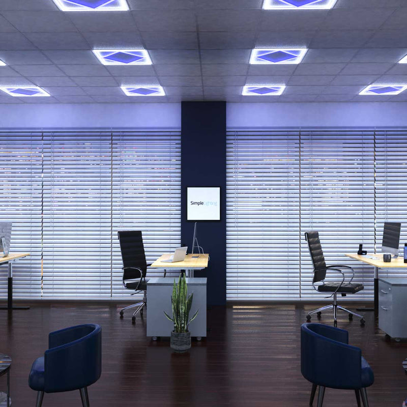 office with cool white edge lit LED panel