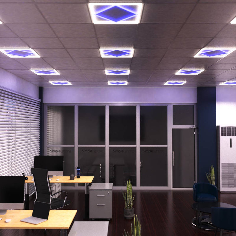 office with natural white edge lit LED panel