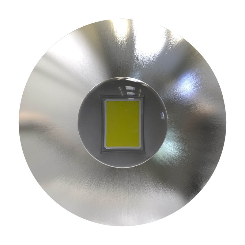 Close-up top view of a round LED plinth light
