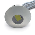 round LED plinth light with brushed chrome finish
