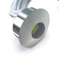 side view of a LED plinth light with brushed chrome finish