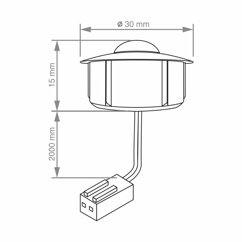 Outline with dimensions of an LED plinth light