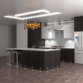 Full shot of a kitchen with LED plinth lights in natural white light 