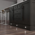 Sideview of LED plinth light on a kitchen island