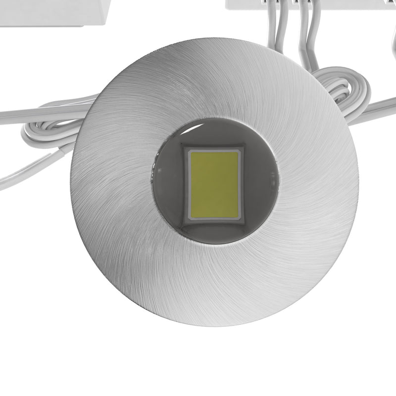 Close-up top view of a round LED plinth light
