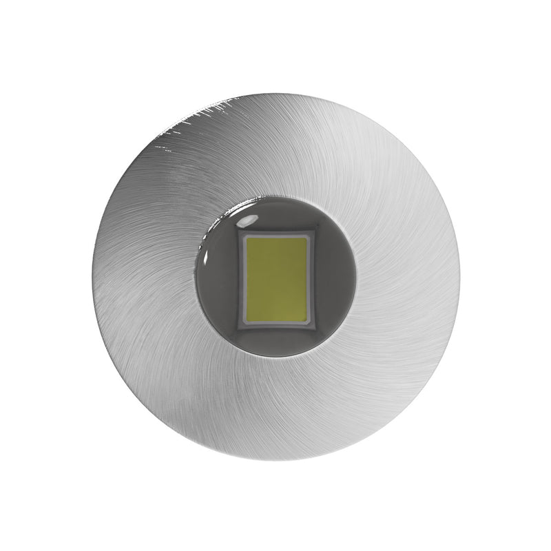 Close-up top view of a round LED plinth light