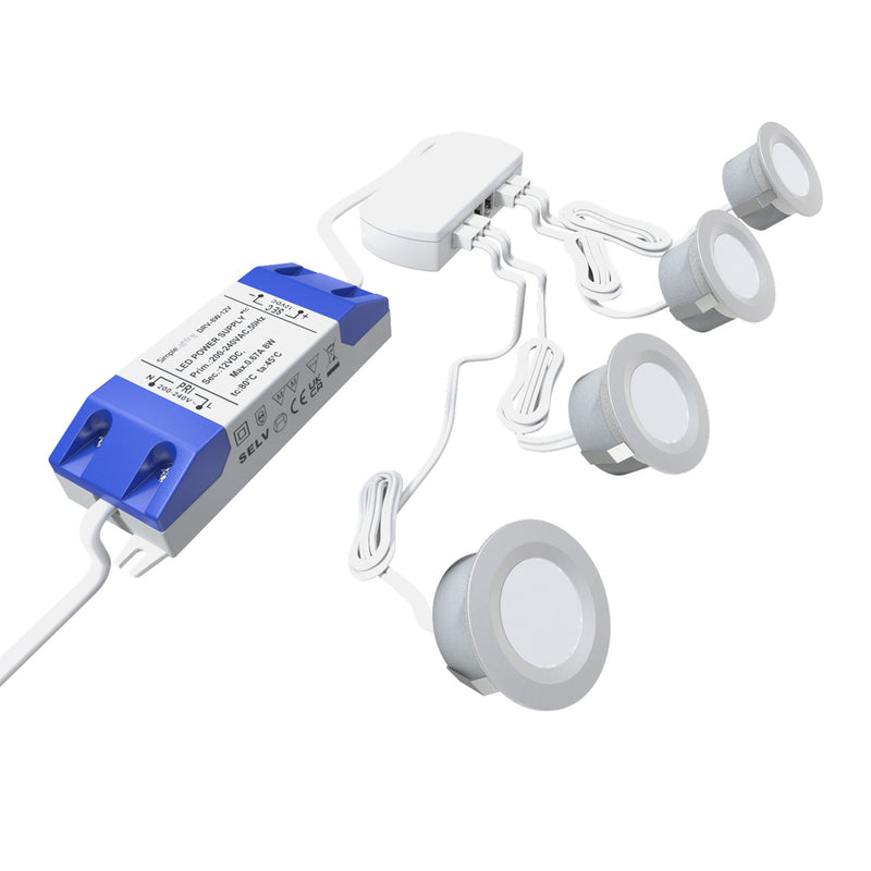 4 x Round 30mm LED Plinth Light Kit