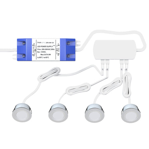 4 x Round 30mm LED Plinth Light Kit 