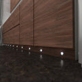 Side view of Brown Kitchen Cabinet with Round 30mm LED Plinth Light Kit