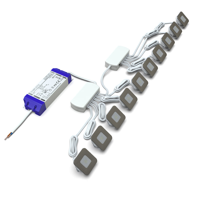 side view of a pack of 10 LED plinth lights kit