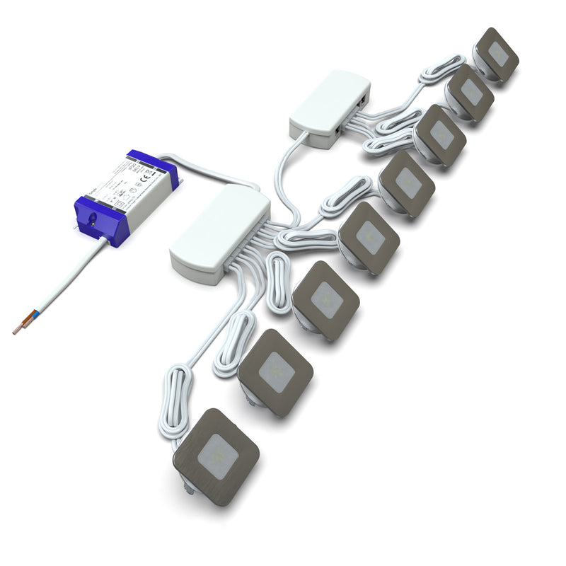 side view of a pack of 8 LED plinth light kit
