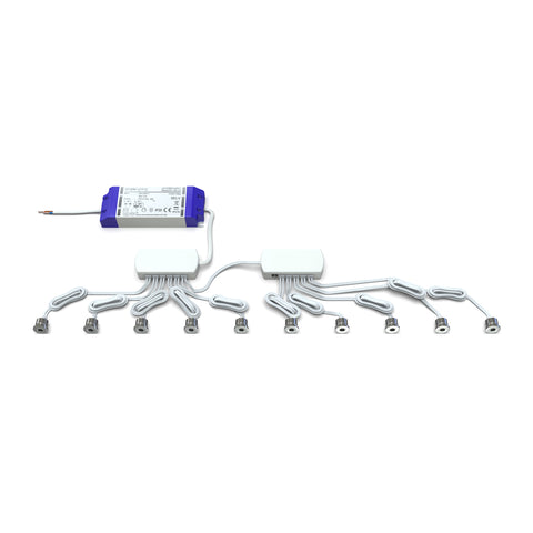 pack of 10 microdot LED plinth lights with an LED driver