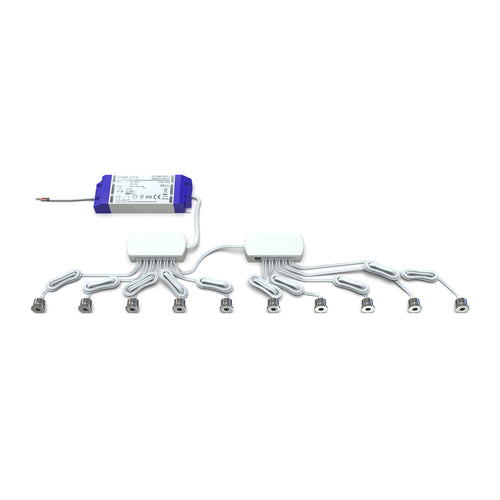 pack of 10 microdot LED plinth lights with an LED driver