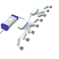 side full shot of a pack of 8 microdot LED plinth lights with an LED driver