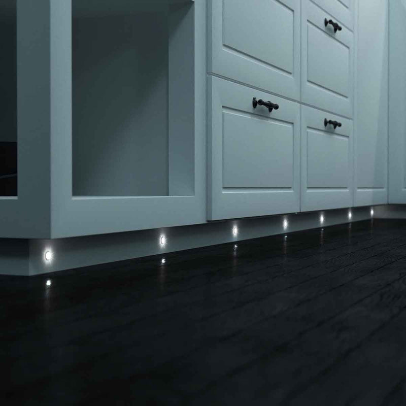full shot of a kickboard with mounted microdot LED plinth lights