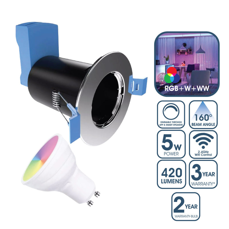 polished chrome downlight with smart bulb