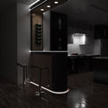 side view of a lit black bendable profile without background lights