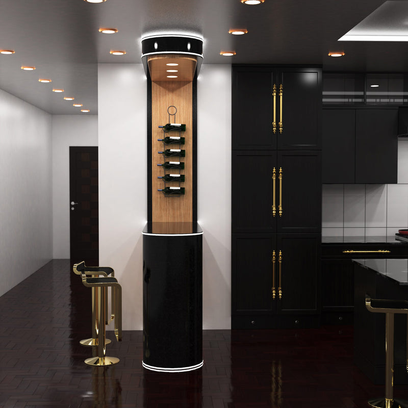 full shot of a kitchen with bendable black profile