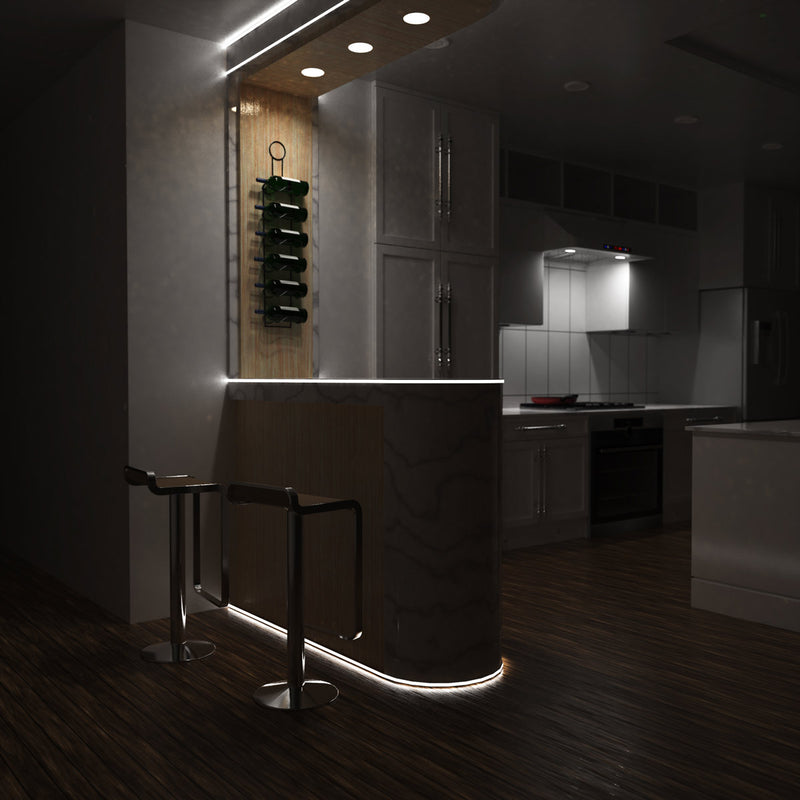 side shot of a kitchen with white bendable profile - no background light