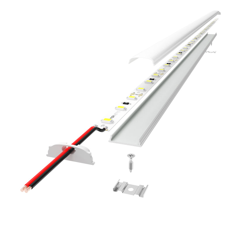 deconstructed white bendable profile with strip light