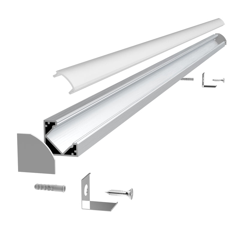 parts of a corner LED profile with strip light